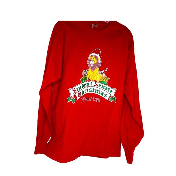 Vintage Fruit of the Loom Student Senate Christmas Party Long Sleeve T Shirt XL - Picture 2 of 9